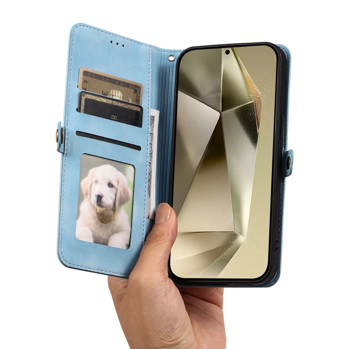 Style 016 For Samsung Galaxy A16 5G / A16 4G Case Skin Feel Totem Imprinted Wallet Leather Phone Cover - Lake Blue