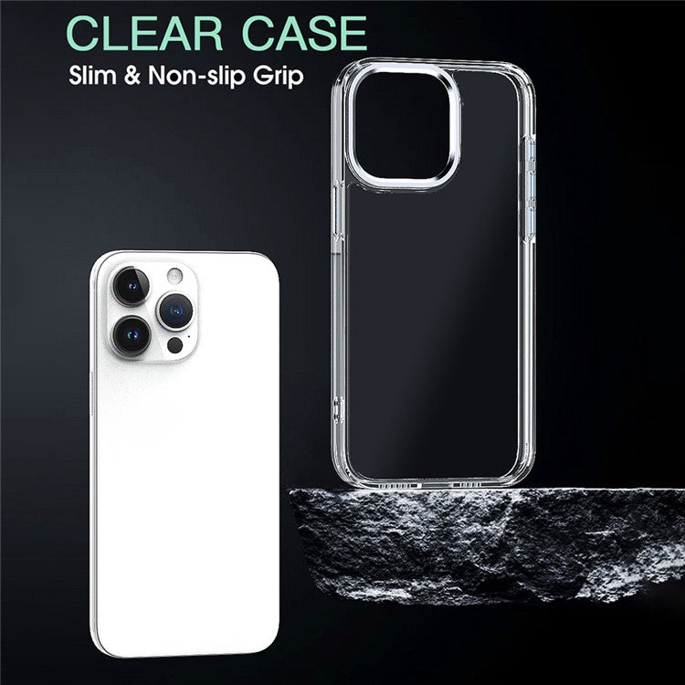 For iPhone 16 Pro Clear Case Shockproof TPU+PC Hybrid Phone Cover - Pink