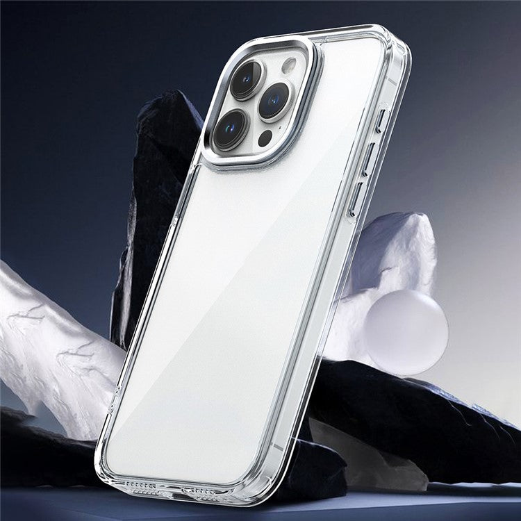 For iPhone 16 Pro Clear Case Shockproof TPU+PC Hybrid Phone Cover - Pink