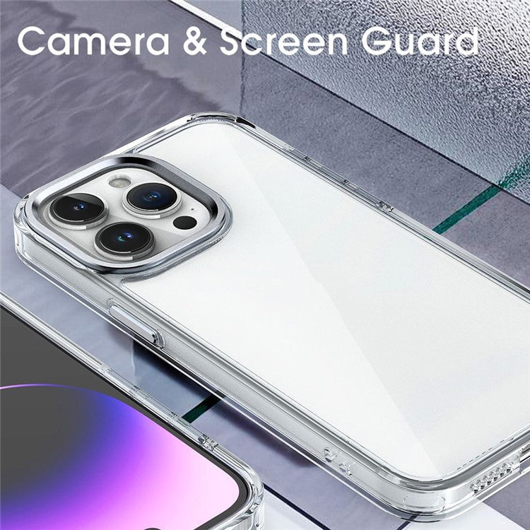 For iPhone 16 Pro Clear Case Shockproof TPU+PC Hybrid Phone Cover - Pink