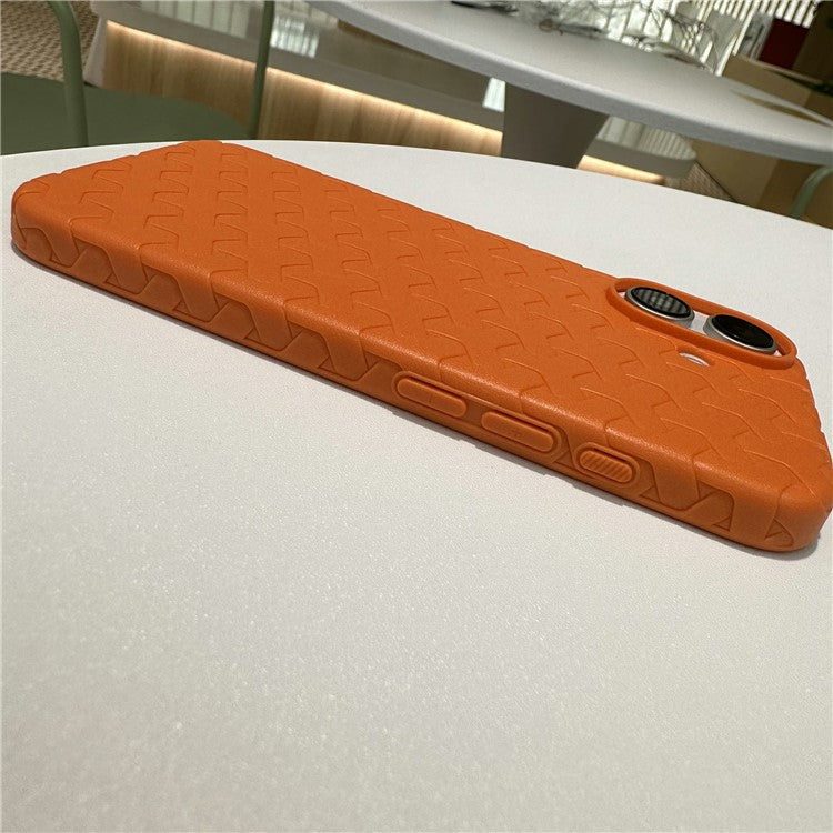 For iPhone 16 Case Y-Shape Textured Anti-Drop Protective TPU Phone Cover - Brown