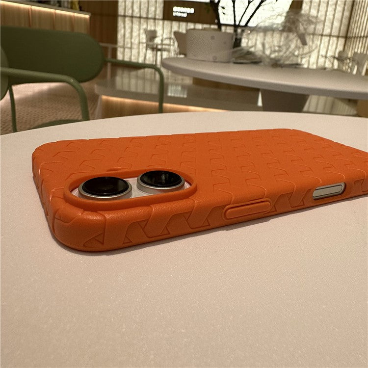 For iPhone 16 Case Y-Shape Textured Anti-Drop Protective TPU Phone Cover - Brown