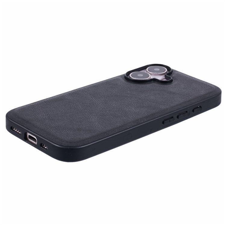 X-LEVEL Bojue-3 Series For iPhone 16 Case Compatible with MagSafe Leather Coated PC+TPU Phone Cover - Black