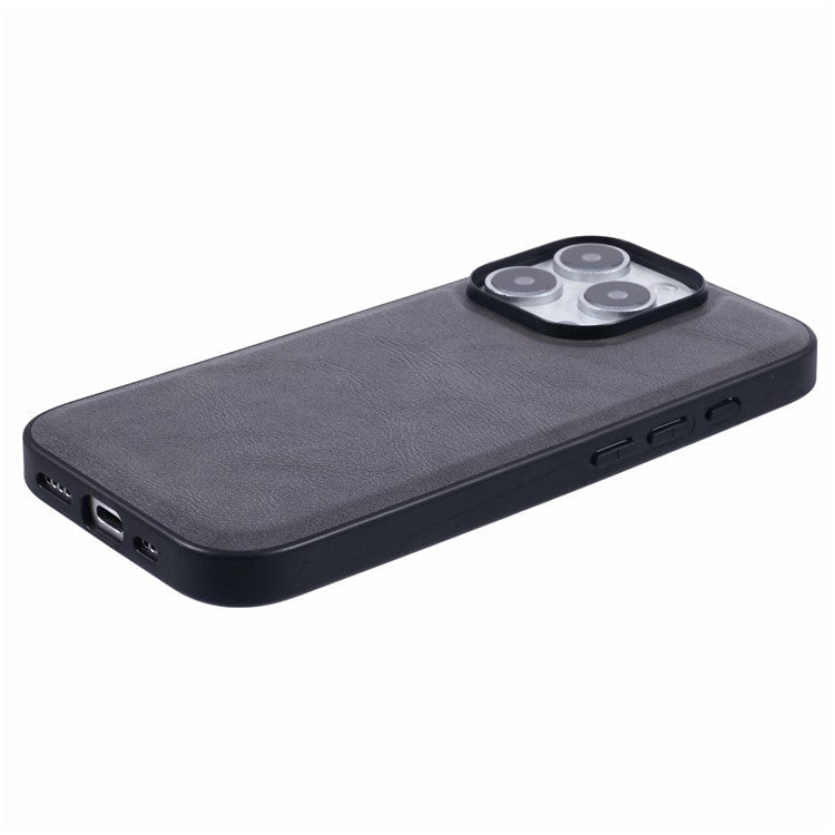 X-LEVEL Bojue-3 Series For iPhone 16 Pro Case Compatible with MagSafe Leather Coated PC+TPU Phone Cover - Grey