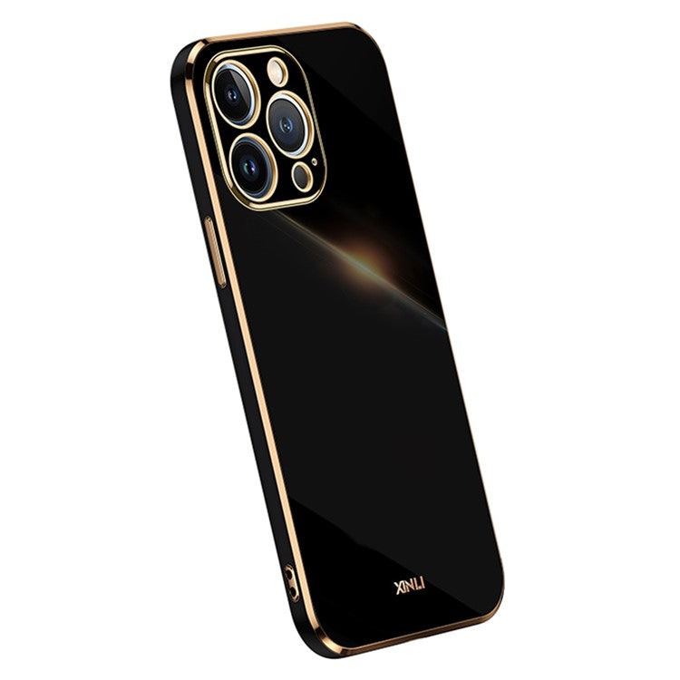 XINLI For iPhone 16 Pro Max Case TPU Phone Cover with Electroplating Frame - Black