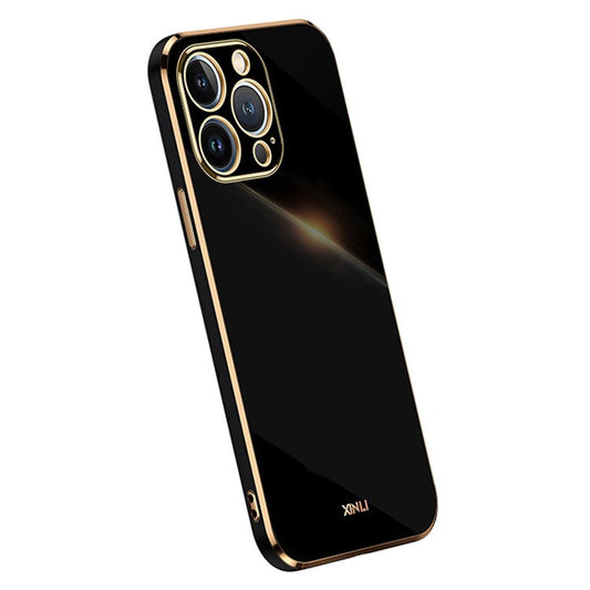 XINLI For iPhone 16 Pro Max Case TPU Phone Cover with Electroplating Frame - Black