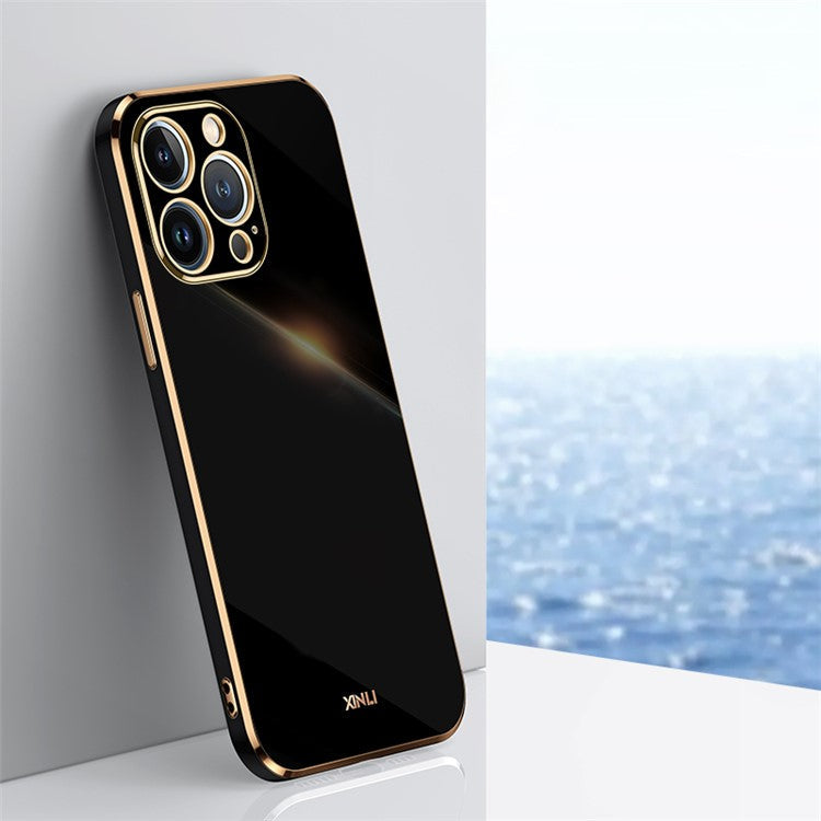 XINLI For iPhone 16 Pro Max Case TPU Phone Cover with Electroplating Frame - Black