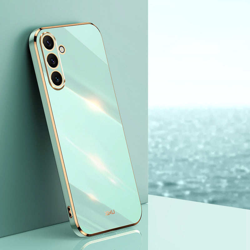 XINLI For Samsung Galaxy A16 5G / A16 4G Case TPU Phone Cover with Electroplating Frame - Cyan