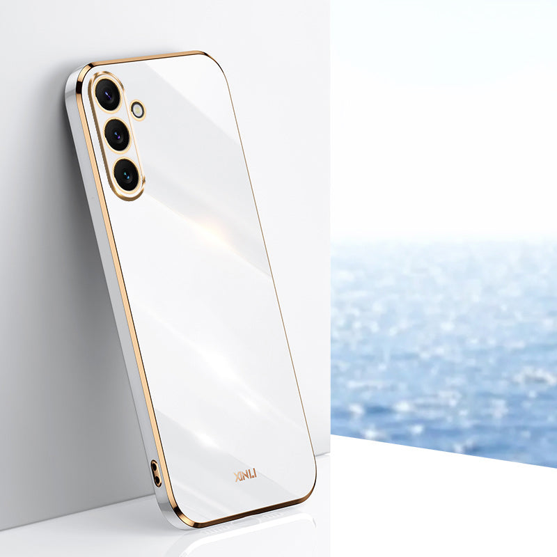 XINLI For Samsung Galaxy A16 5G / A16 4G Case TPU Phone Cover with Electroplating Frame - White