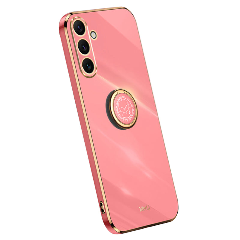 XINLI For Samsung Galaxy A16 5G / A16 4G Case Ring Kickstand Electroplating TPU Phone Cover - Red