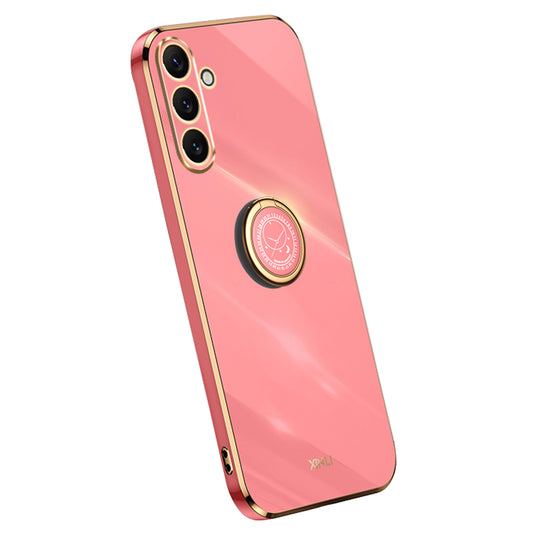 XINLI For Samsung Galaxy A16 5G / A16 4G Case Ring Kickstand Electroplating TPU Phone Cover - Red