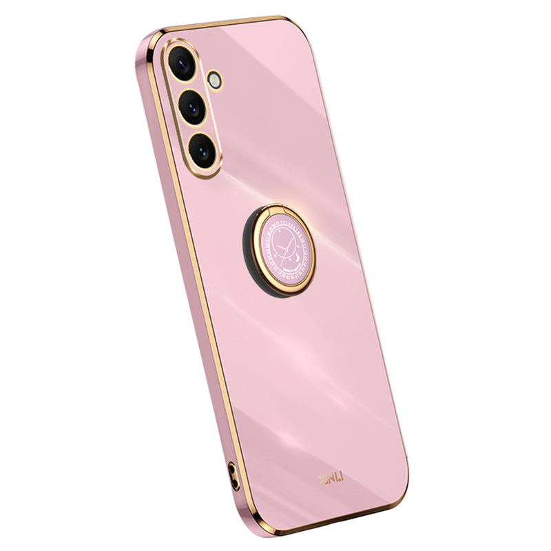 XINLI For Samsung Galaxy A16 5G / A16 4G Case Ring Kickstand Electroplating TPU Phone Cover - Purple