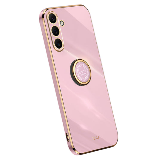 XINLI For Samsung Galaxy A16 5G / A16 4G Case Ring Kickstand Electroplating TPU Phone Cover - Purple