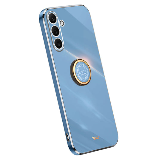 XINLI For Samsung Galaxy A16 5G / A16 4G Case Ring Kickstand Electroplating TPU Phone Cover - Blue