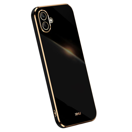 XINLI For Samsung Galaxy A06 Case TPU Phone Cover with Electroplating Frame - Black