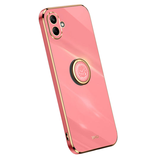 XINLI For Samsung Galaxy A06 Case Ring Kickstand Electroplating TPU Phone Cover - Red