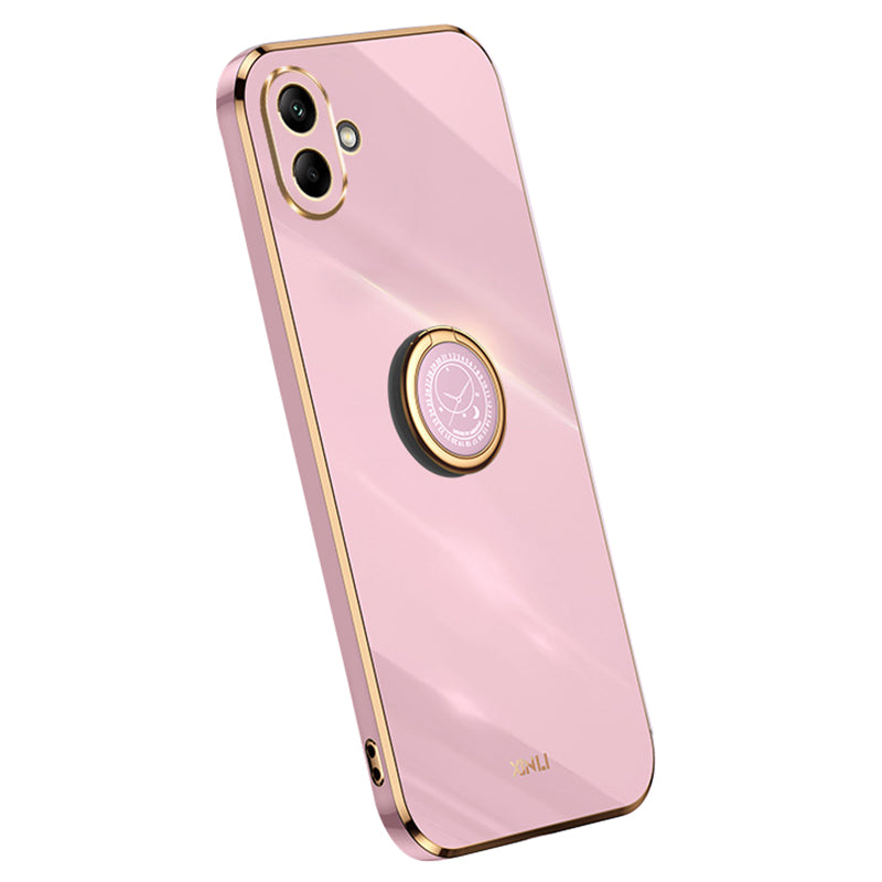 XINLI For Samsung Galaxy A06 Case Ring Kickstand Electroplating TPU Phone Cover - Purple