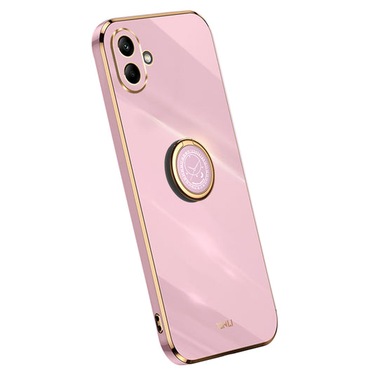 XINLI For Samsung Galaxy A06 Case Ring Kickstand Electroplating TPU Phone Cover - Purple
