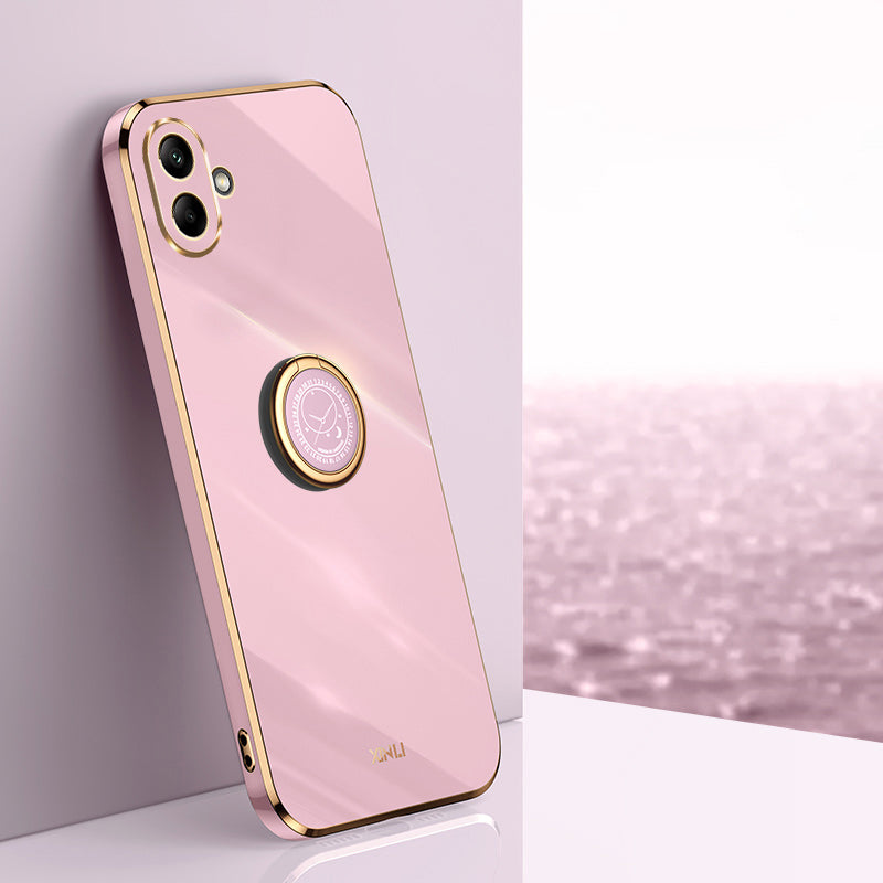 XINLI For Samsung Galaxy A06 Case Ring Kickstand Electroplating TPU Phone Cover - Purple