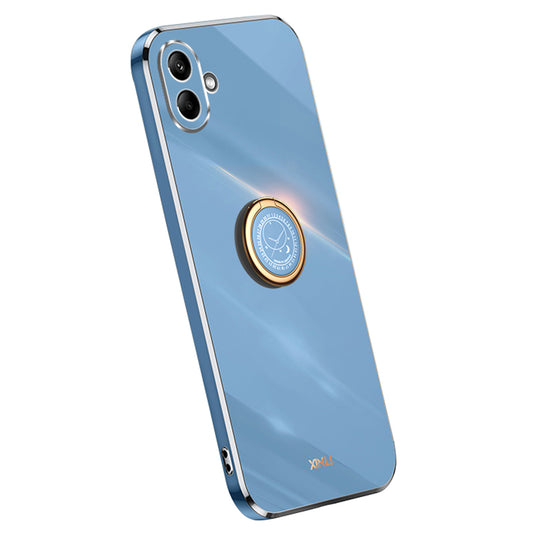 XINLI For Samsung Galaxy A06 Case Ring Kickstand Electroplating TPU Phone Cover - Blue