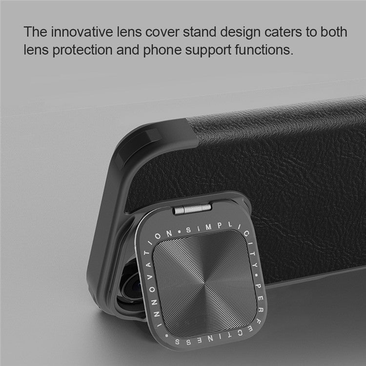 NILLKIN Qin Prop Series for iPhone 16 Pro Leather Case Lens Kickstand Phone Cover - Brown