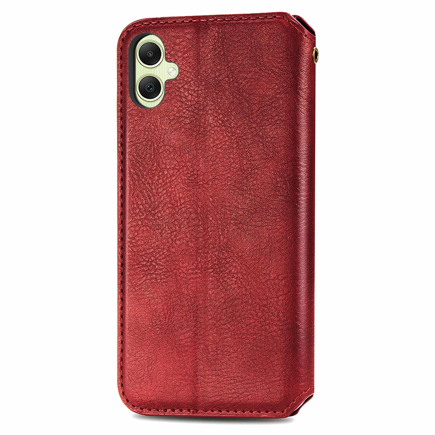 For Samsung Galaxy A06 Case Rhombus Imprint PU Leather Wallet Phone Cover - Red