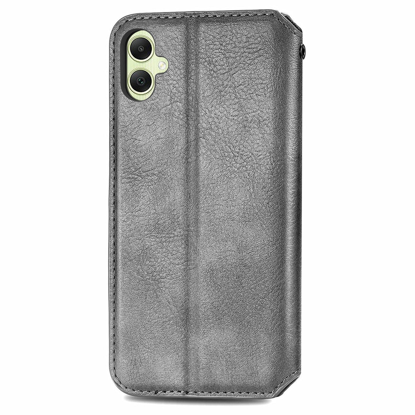 For Samsung Galaxy A06 Case Rhombus Imprint PU Leather Wallet Phone Cover - Grey