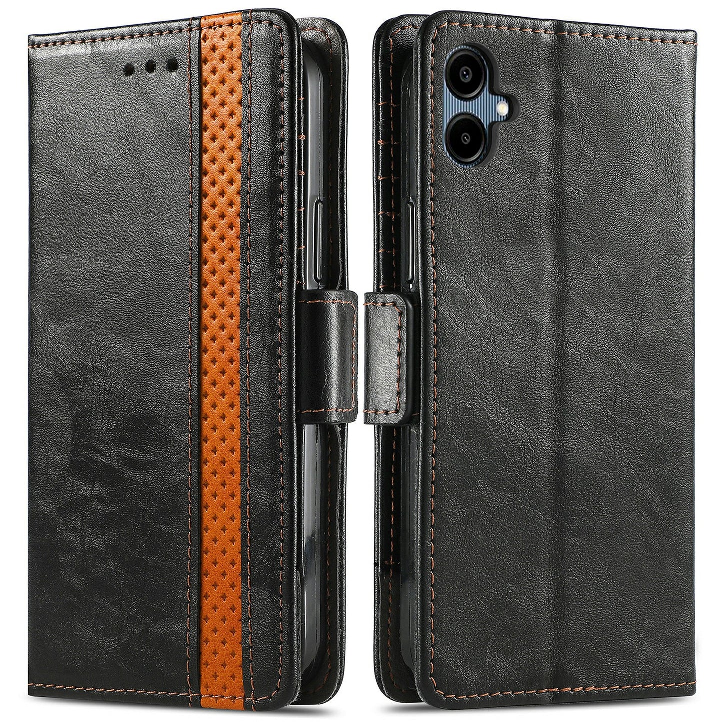 CASENEO 002 Series For Samsung Galaxy A06 Case Stand Wallet Splicing PU Leather Cover - Black