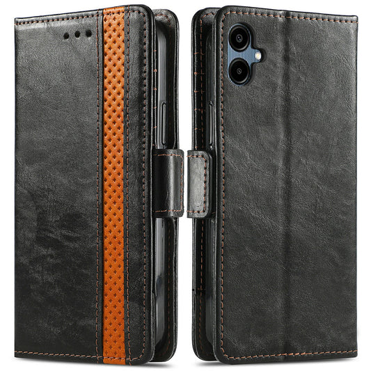 CASENEO 002 Series For Samsung Galaxy A06 Case Stand Wallet Splicing PU Leather Cover - Black