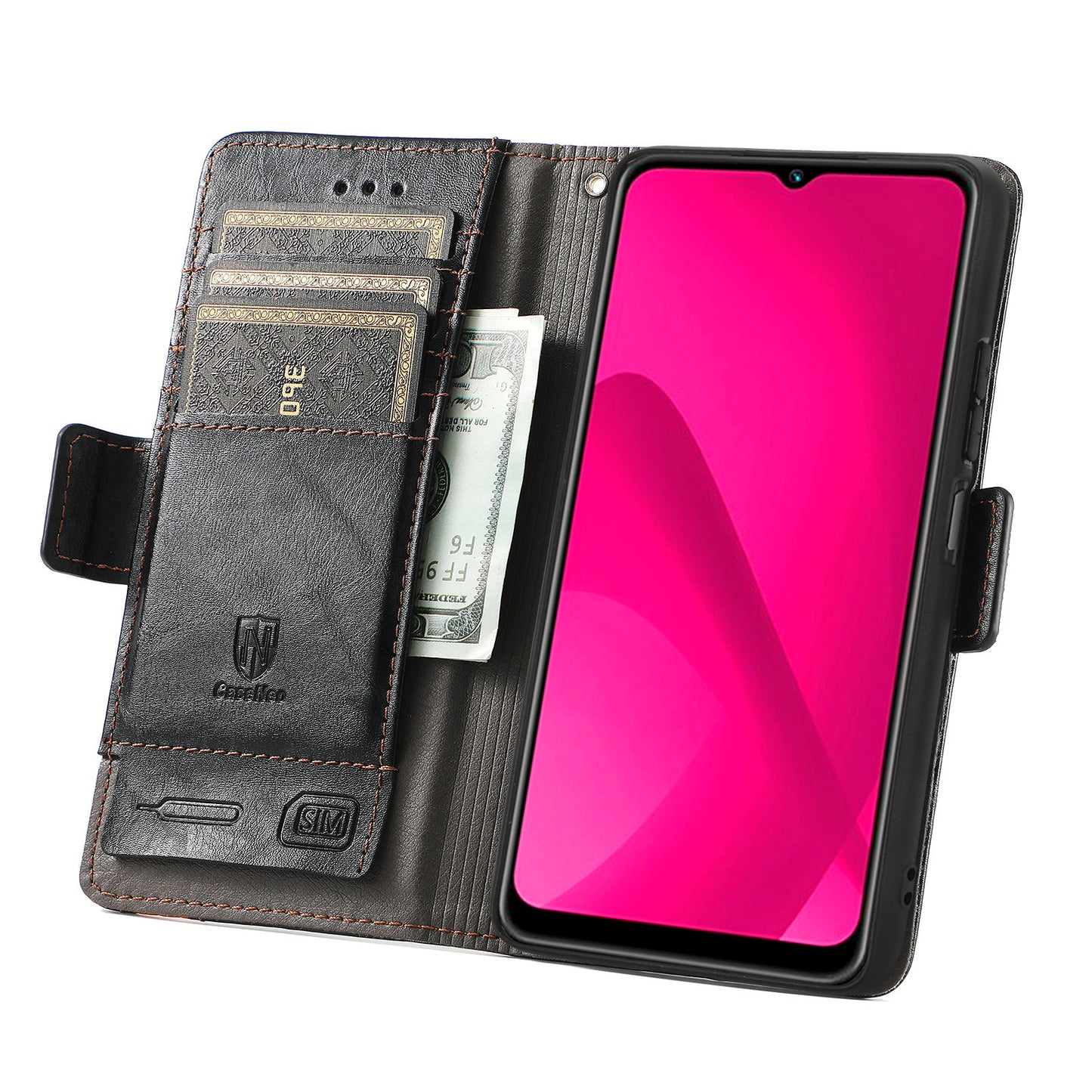 CASENEO 002 Series For Samsung Galaxy A06 Case Stand Wallet Splicing PU Leather Cover - Black