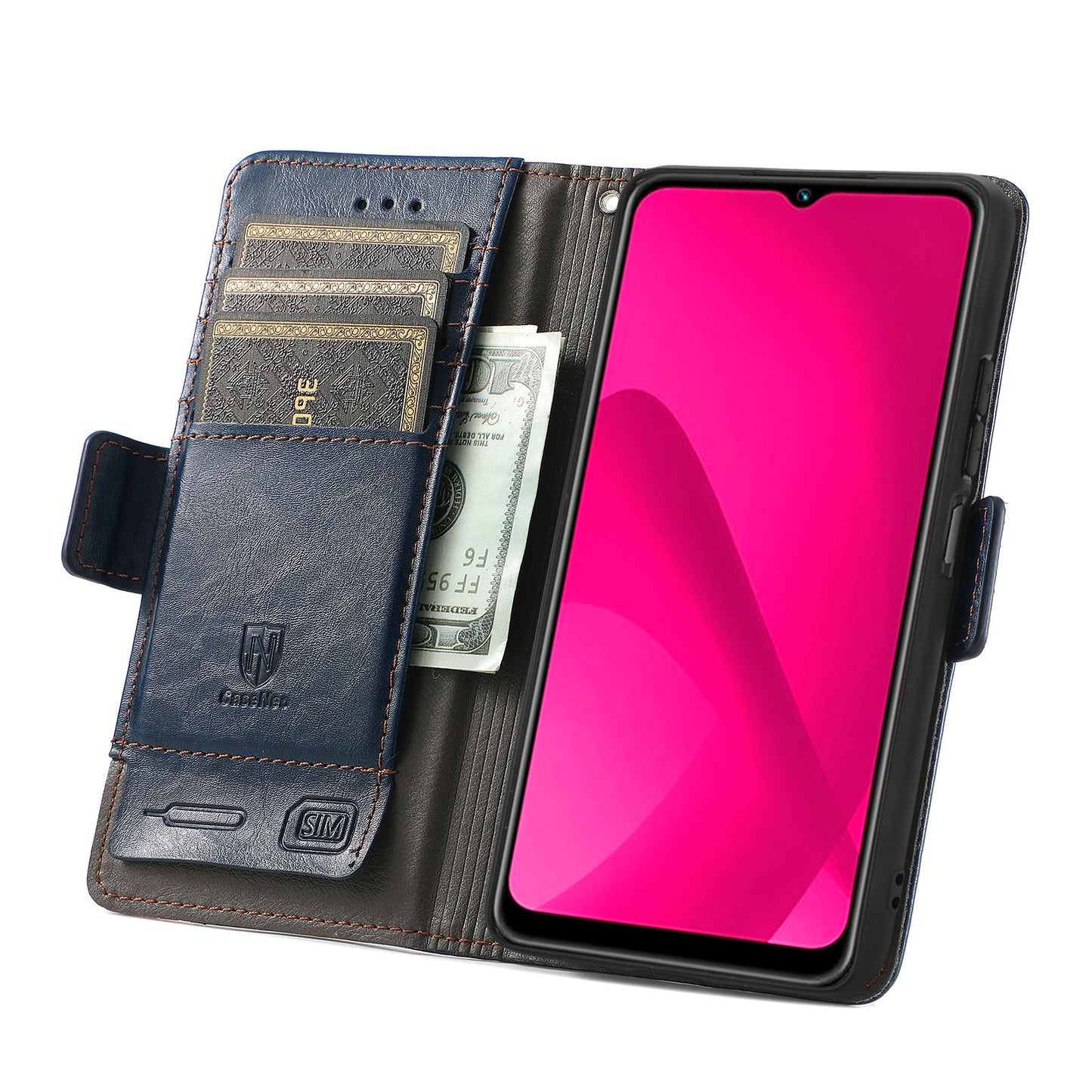 CASENEO 002 Series For Samsung Galaxy A06 Case Stand Wallet Splicing PU Leather Cover - Dark Blue