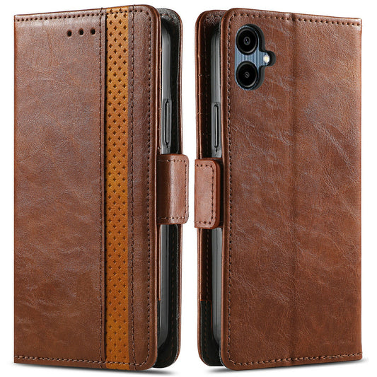 CASENEO 002 Series For Samsung Galaxy A06 Case Stand Wallet Splicing PU Leather Cover - Dark Brown