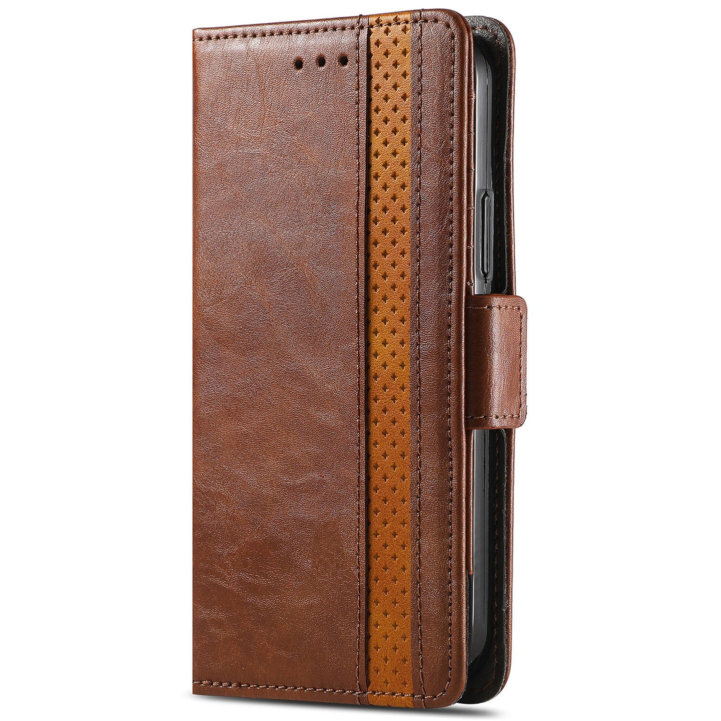 CASENEO 002 Series For Samsung Galaxy A06 Case Stand Wallet Splicing PU Leather Cover - Dark Brown