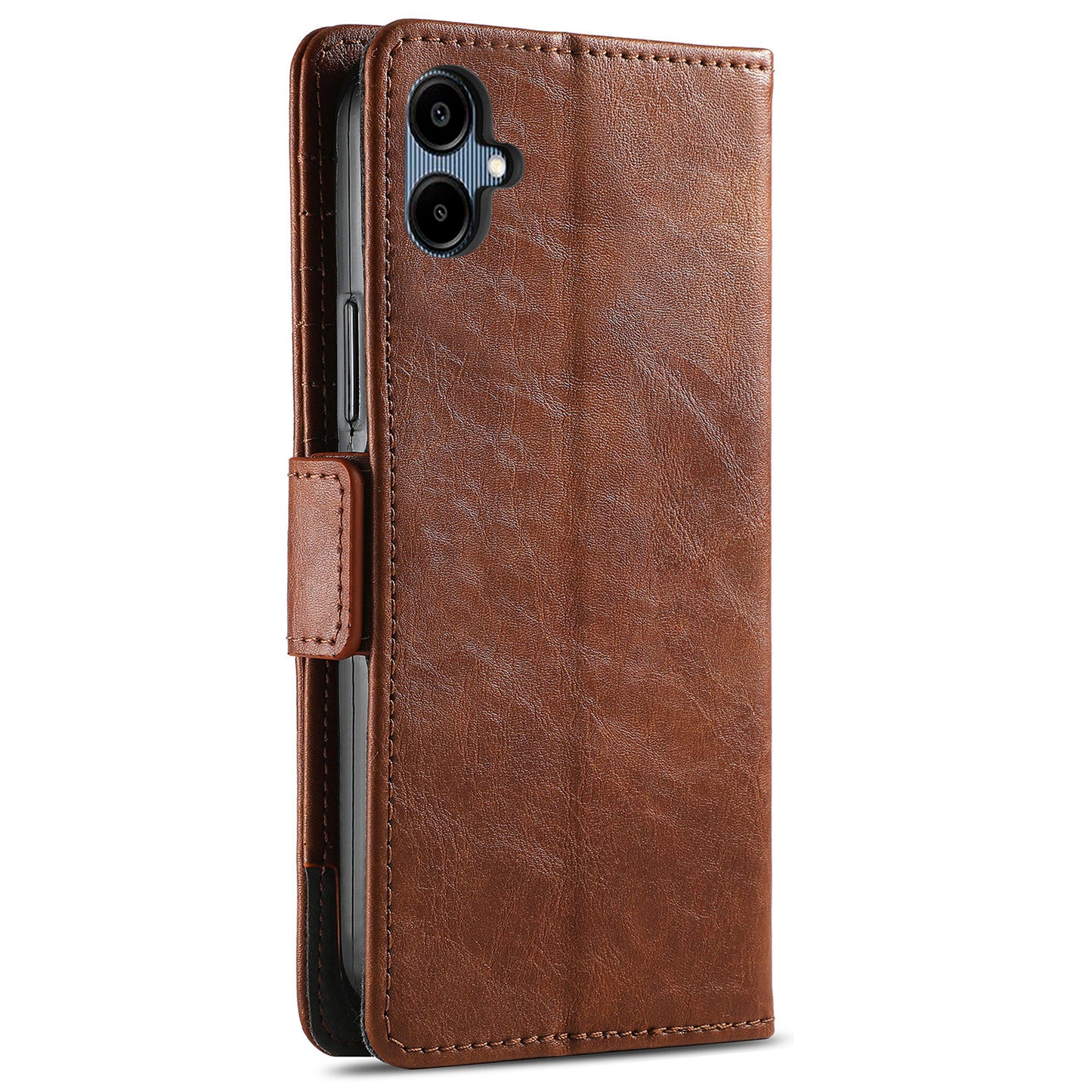 CASENEO 002 Series For Samsung Galaxy A06 Case Stand Wallet Splicing PU Leather Cover - Dark Brown