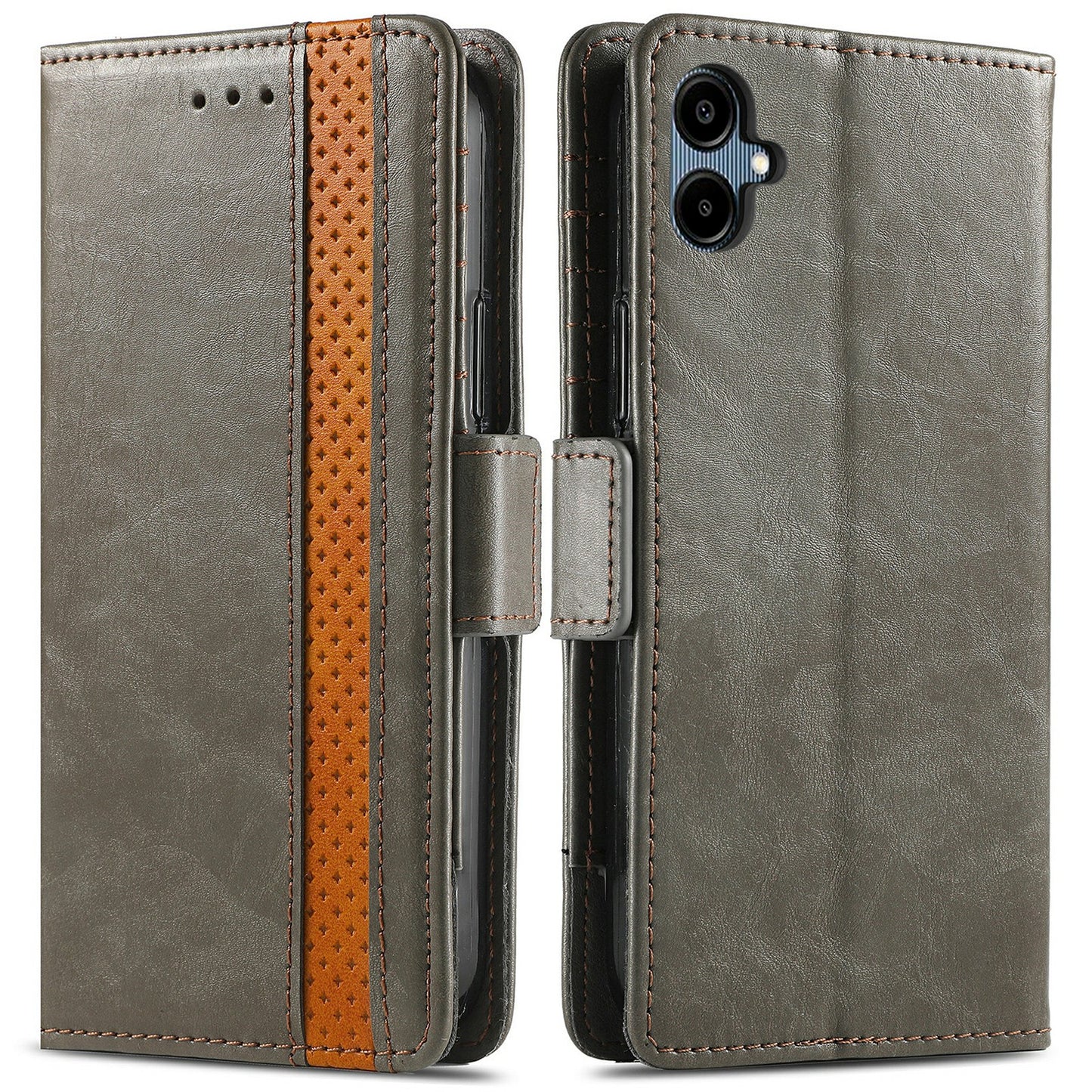 CASENEO 002 Series For Samsung Galaxy A06 Case Stand Wallet Splicing PU Leather Cover - Grey
