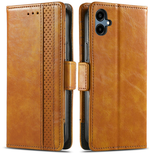 CASENEO 002 Series For Samsung Galaxy A06 Case Stand Wallet Splicing PU Leather Cover - Light Brown