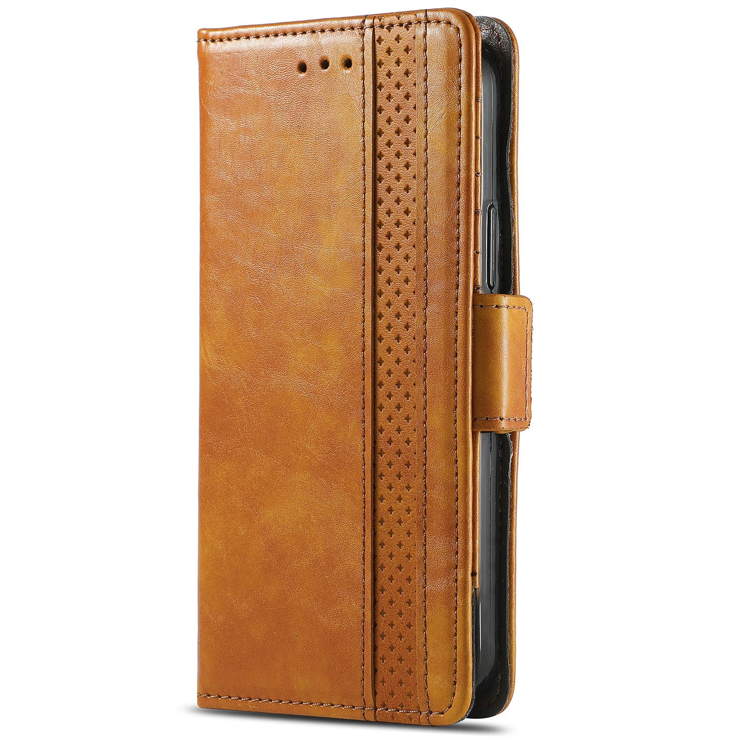 CASENEO 002 Series For Samsung Galaxy A06 Case Stand Wallet Splicing PU Leather Cover - Light Brown