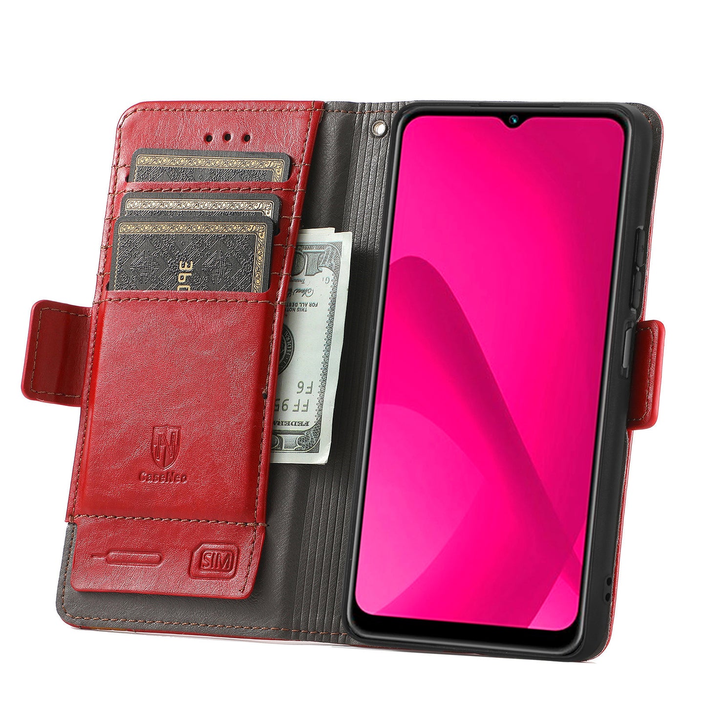 CASENEO 002 Series For Samsung Galaxy A06 Case Stand Wallet Splicing PU Leather Cover - Red