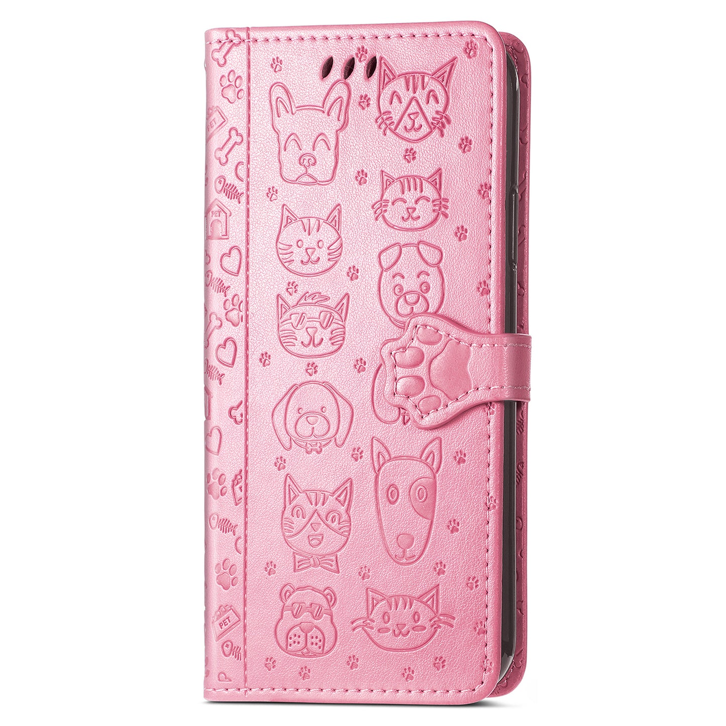 For Samsung Galaxy A06 Case Leather Wallet Flip Phone Cover Cute Cat Dog Pattern - Pink