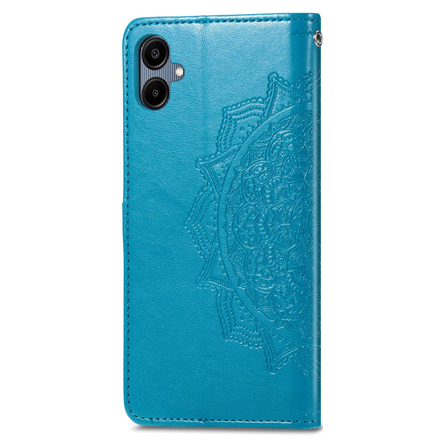 For Samsung Galaxy A06 Case Mandala Embossed Design Leather Wallet Phone Cover - Blue