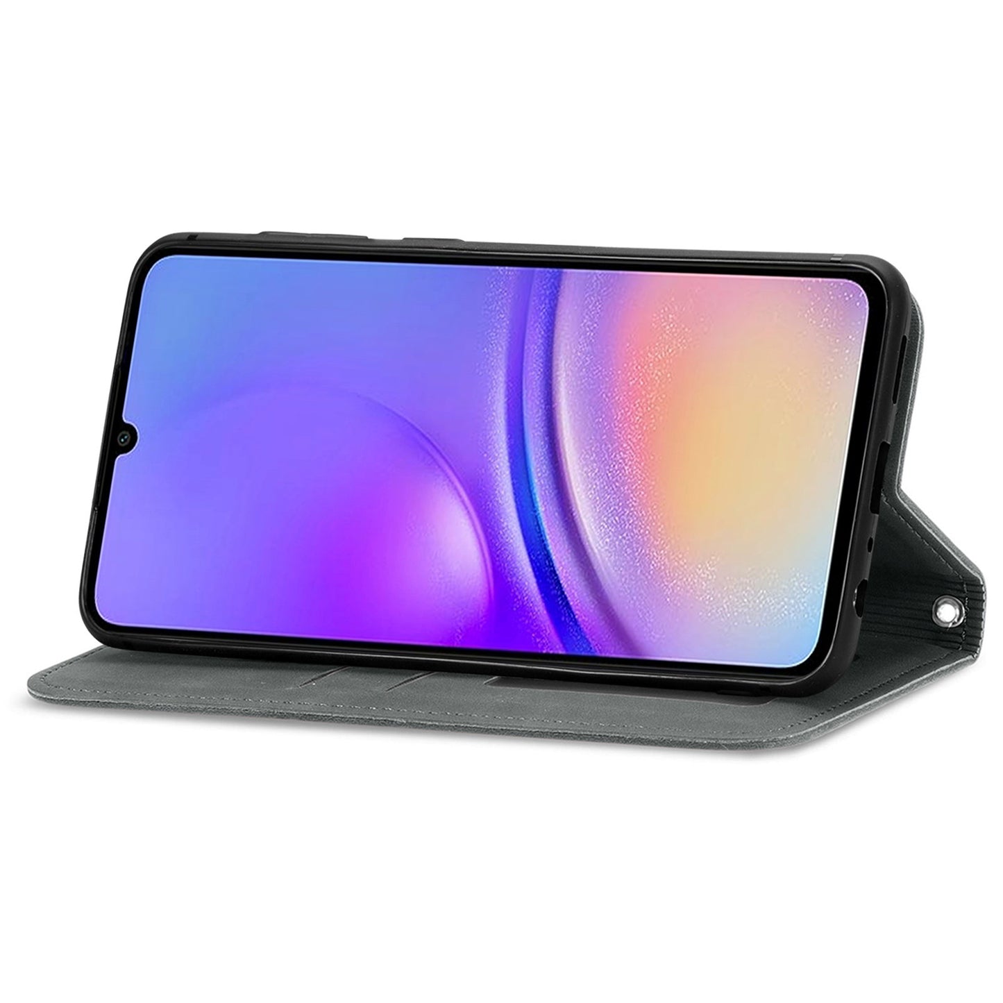 For Samsung Galaxy A06 Case Skin Touch Feeling Leather Wallet Phone Cover Magnetic Absorption - Grey