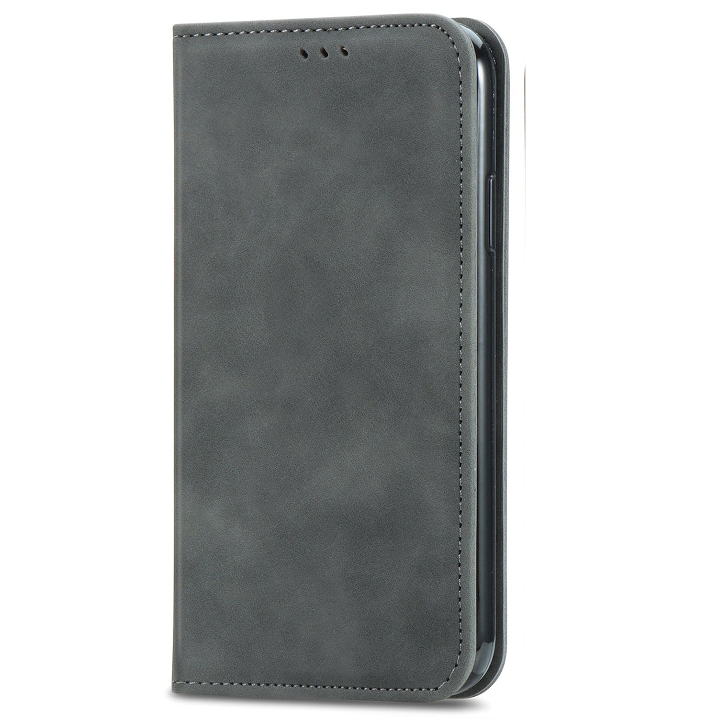 For Samsung Galaxy A06 Case Skin Touch Feeling Leather Wallet Phone Cover Magnetic Absorption - Grey