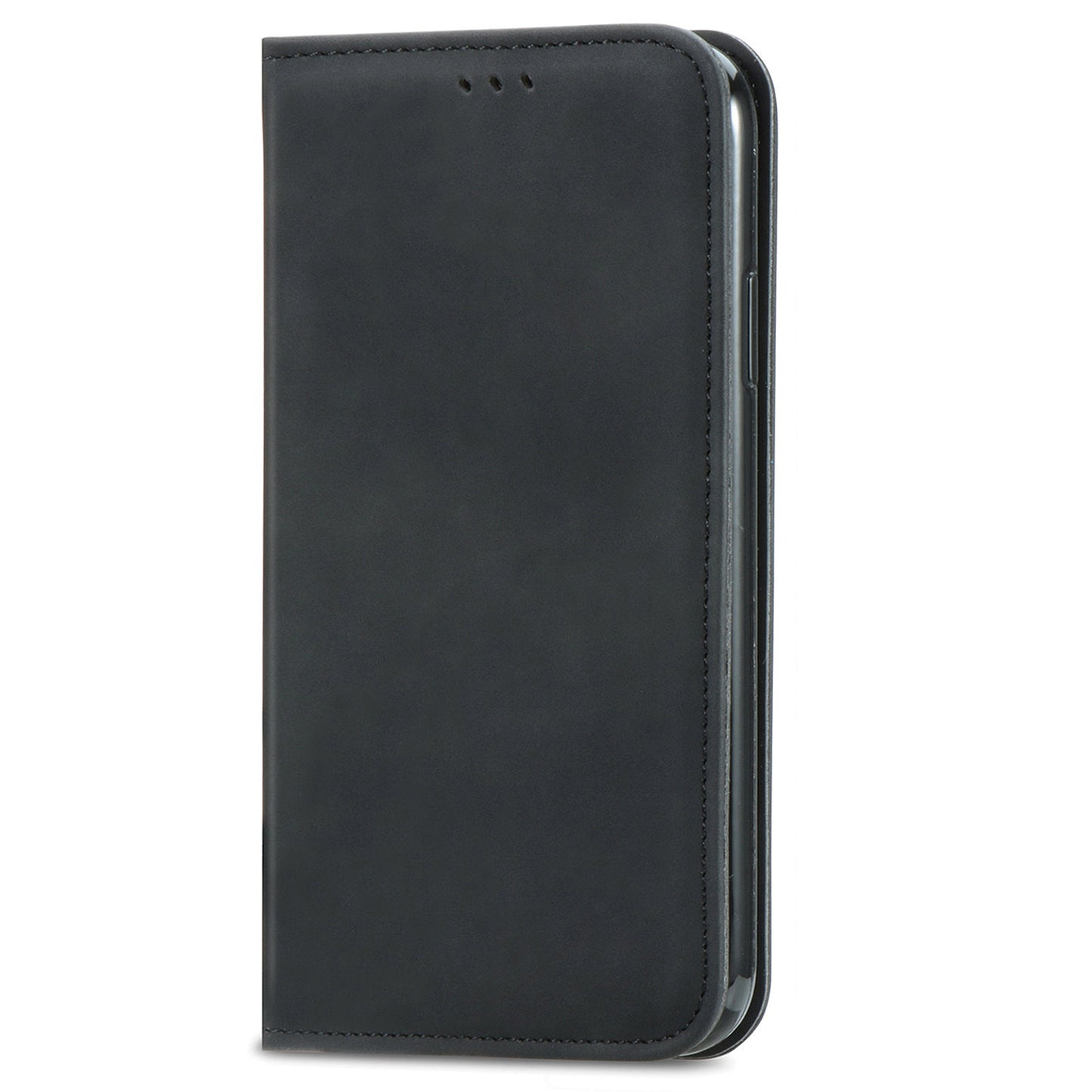 For Samsung Galaxy A06 Case Skin Touch Feeling Leather Wallet Phone Cover Magnetic Absorption - Black
