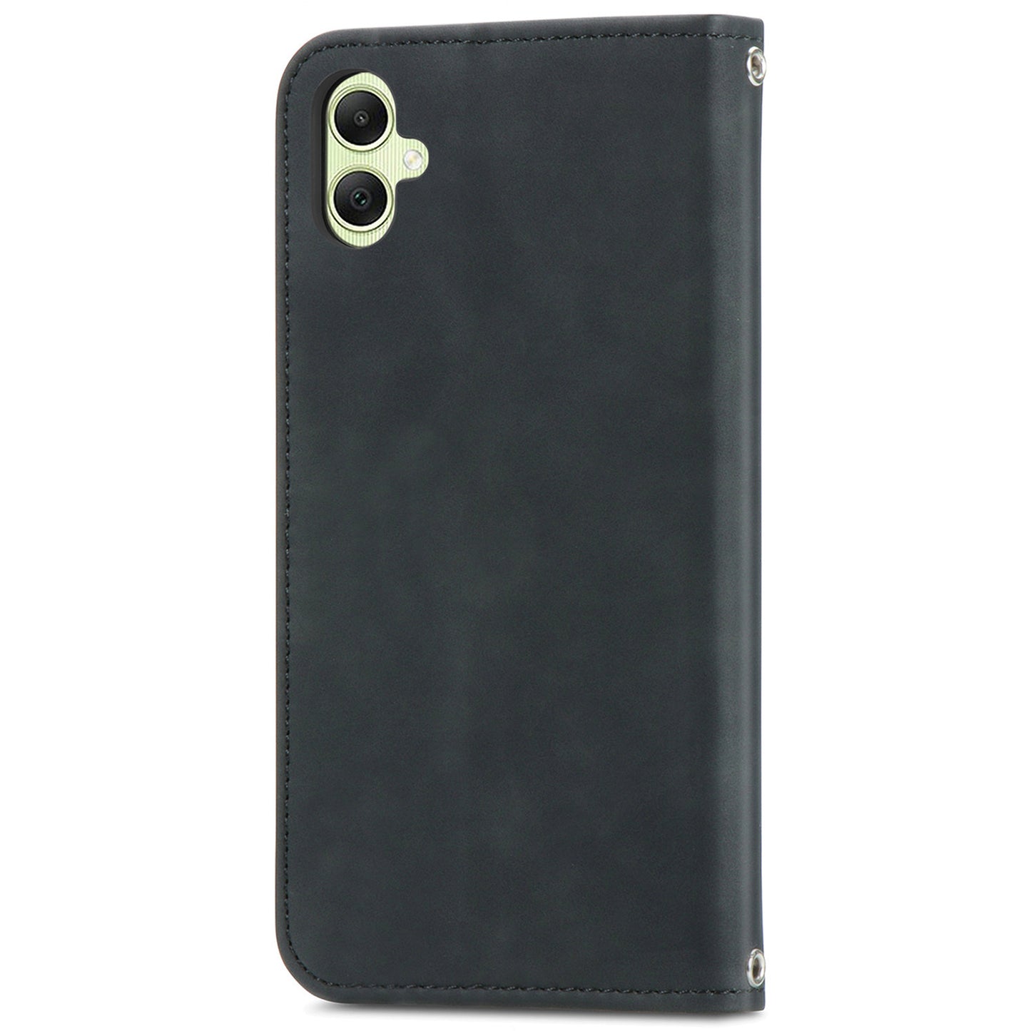 For Samsung Galaxy A06 Case Skin Touch Feeling Leather Wallet Phone Cover Magnetic Absorption - Black