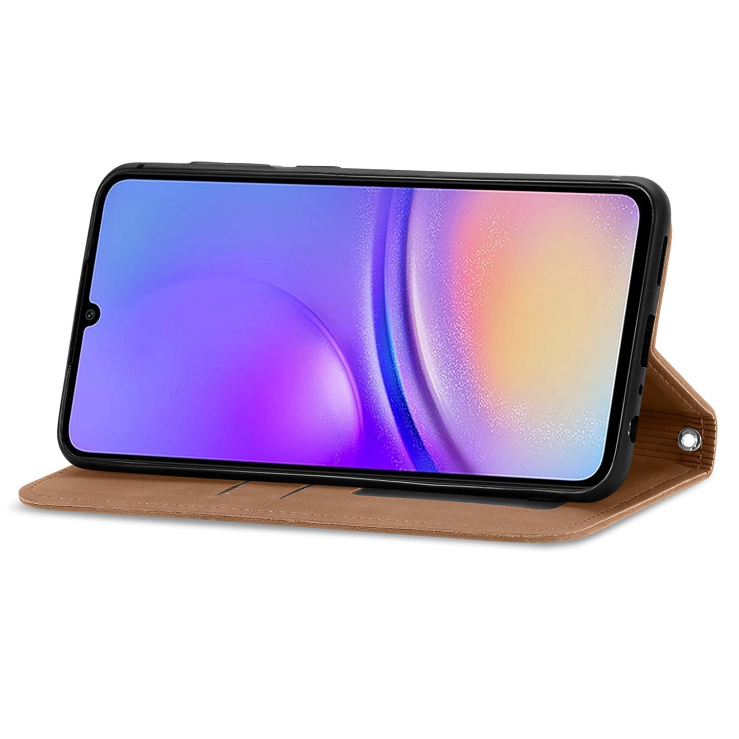 For Samsung Galaxy A06 Case Skin Touch Feeling Leather Wallet Phone Cover Magnetic Absorption - Brown