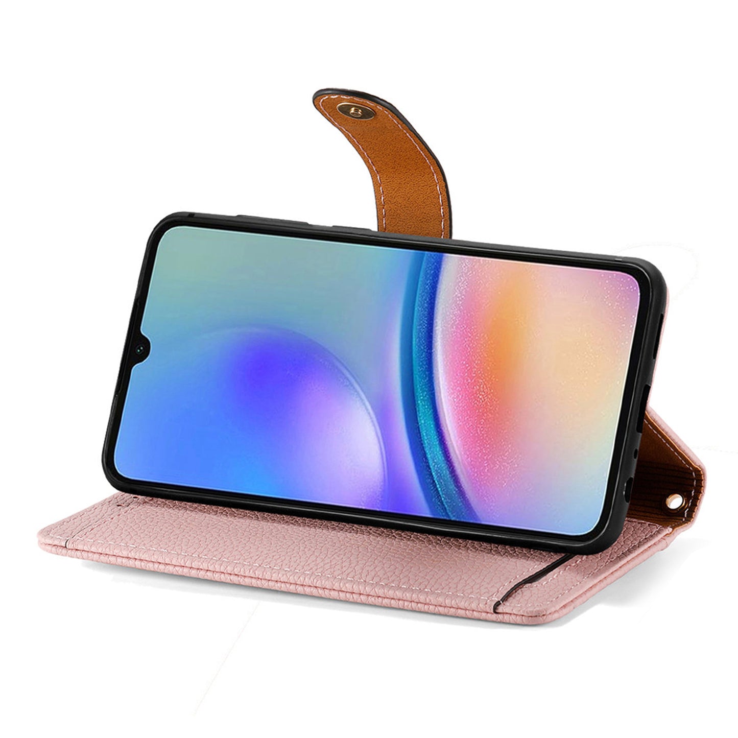 For Samsung Galaxy A06 Case RFID Blocking Zipper Pocket Leather Wallet Phone Cover - Pink