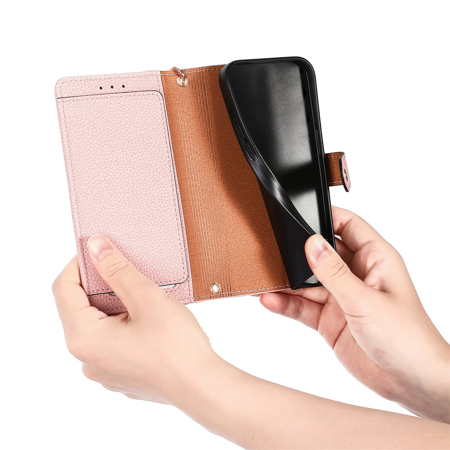 For Samsung Galaxy A06 Case RFID Blocking Zipper Pocket Leather Wallet Phone Cover - Pink