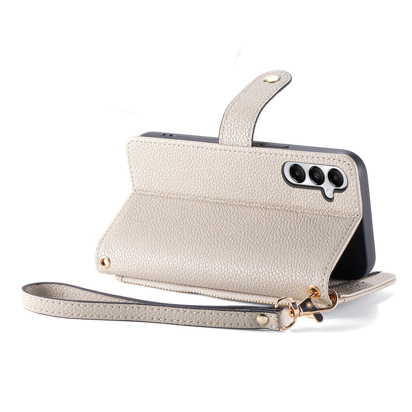 For Samsung Galaxy A06 Case RFID Blocking Zipper Pocket Leather Wallet Phone Cover - Grey