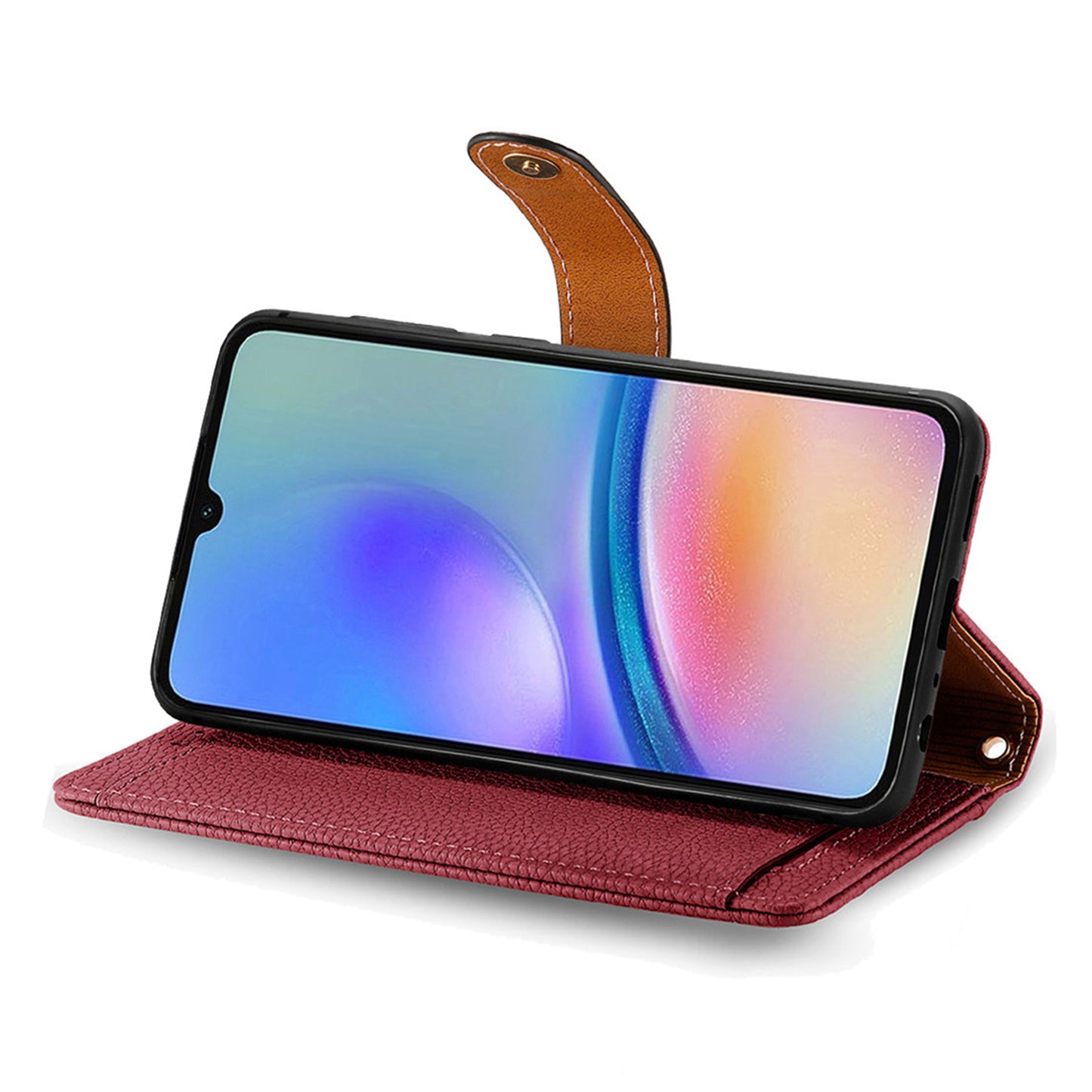 For Samsung Galaxy A06 Case RFID Blocking Zipper Pocket Leather Wallet Phone Cover - Red