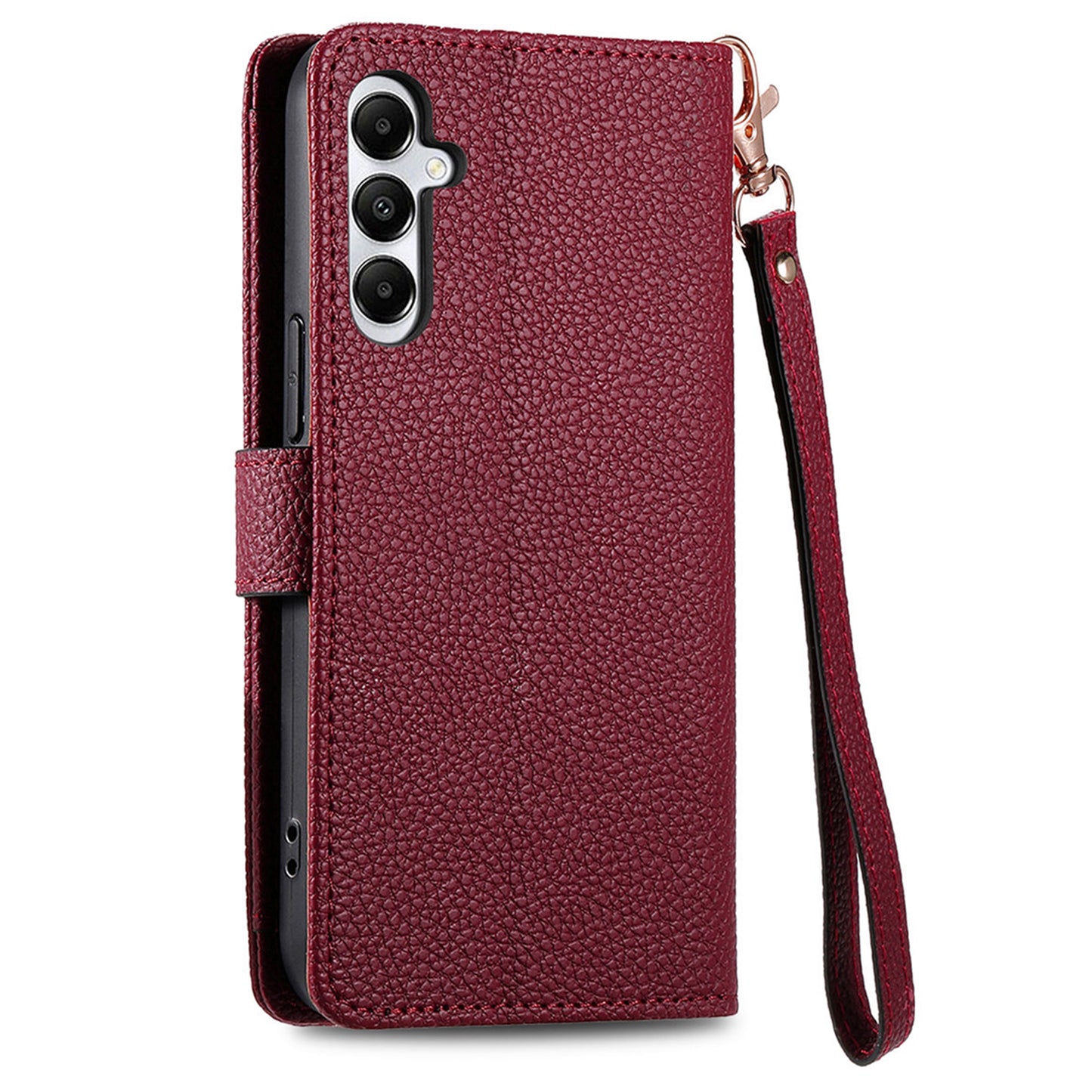 For Samsung Galaxy A06 Case RFID Blocking Zipper Pocket Leather Wallet Phone Cover - Red